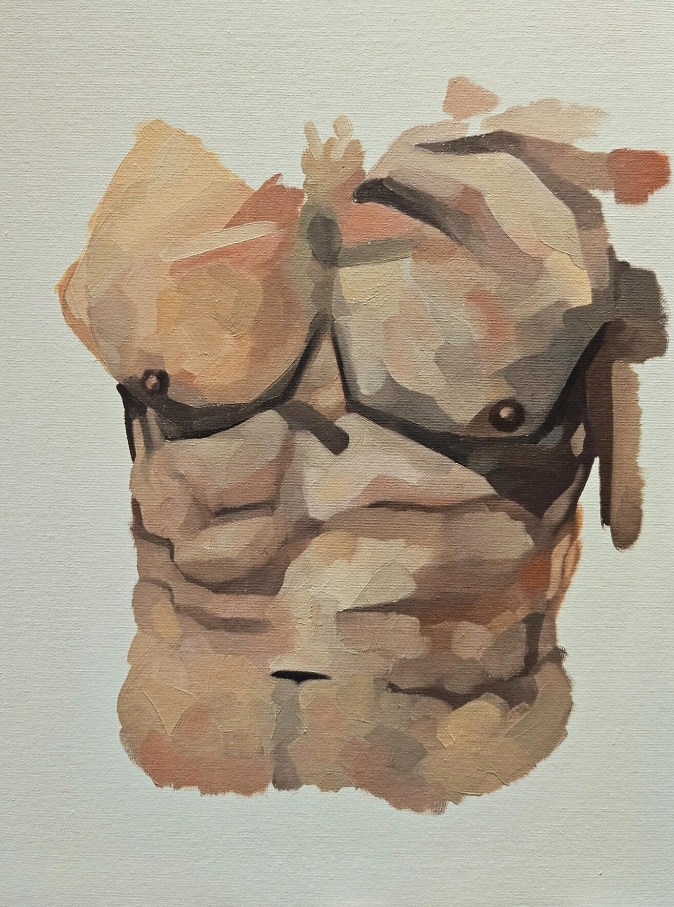 Study of a torso. Oil on canvas panel, 46×36cm, 2026