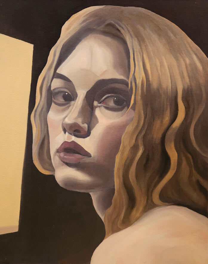 Umbral. Oil on canvas board, 41×33cm, 2026 Exhibited at The Art Academy of London, 2026