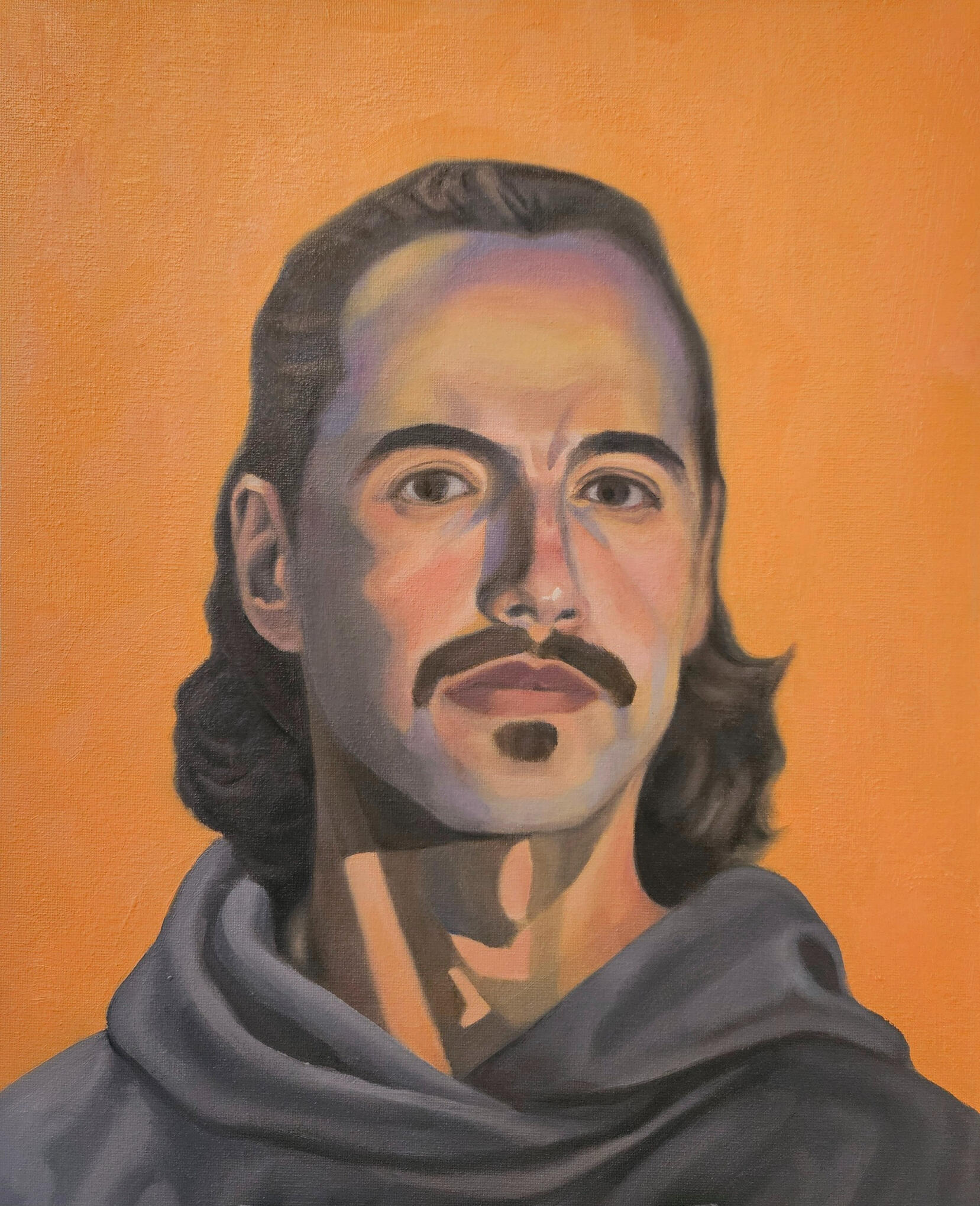 Piel Prestada. Oil on canvas board, 41×33cm, 2026 Exhibited at The Art Academy of London, 2026